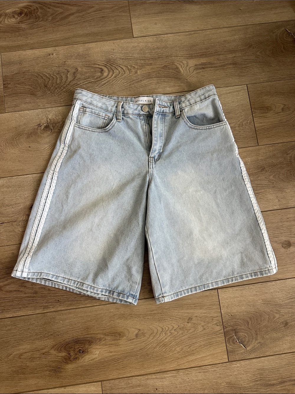 Angel Kiss Light Blue Denim Shorts with White Side Stripe